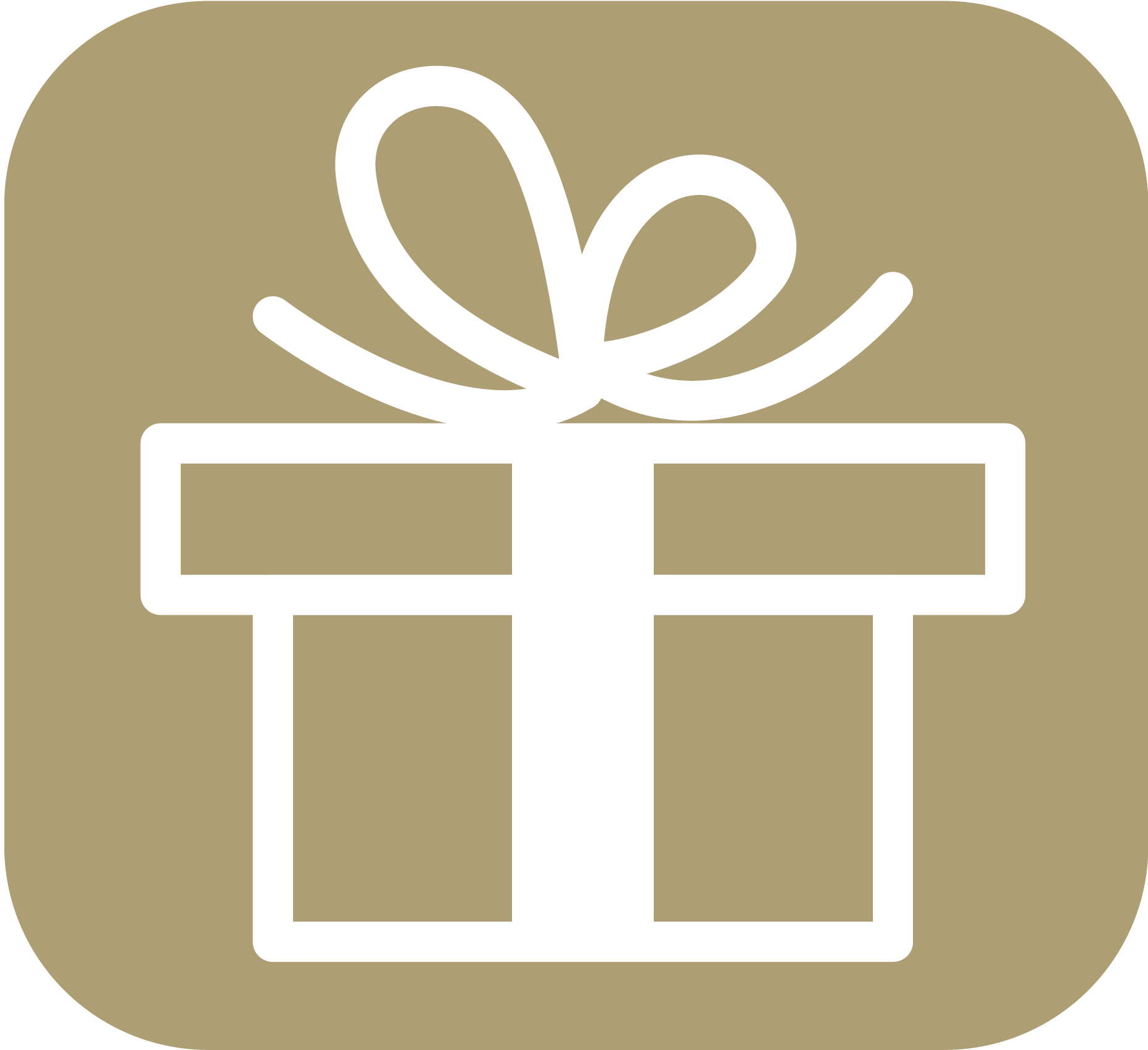 A white gift box with a ribbon