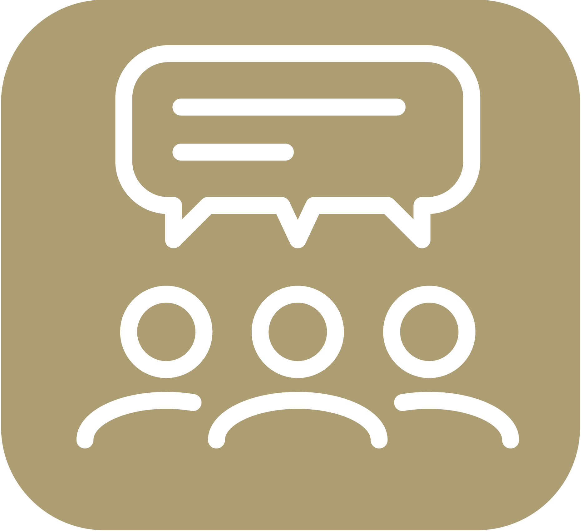 A group of people with a speech bubble